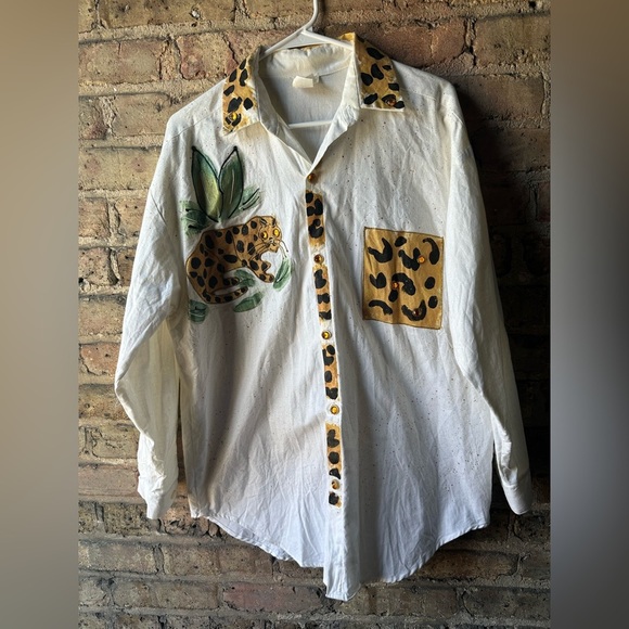 Leopard Print White Blouse - Picture 1 of 13